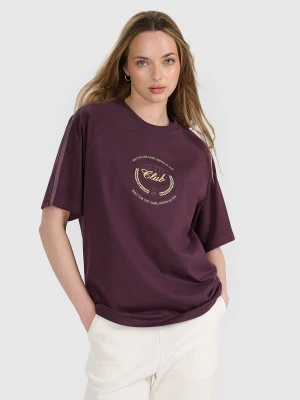 4F T-shirt oversize z nadrukiem damski - fioletowy S
