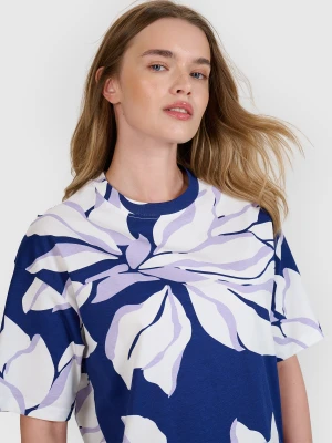 4F T-shirt oversize z nadrukiem damski - żółta S