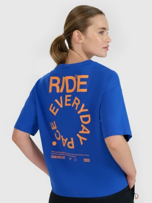 4F T-shirt oversize z nadrukiem damski - niebieski L