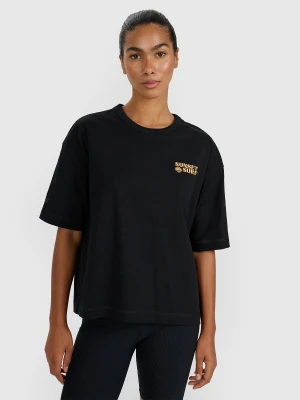 4F T-shirt oversize z nadrukiem damski - różowy XS