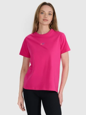 4F T-shirt oversize z nadrukiem damski - różowy S