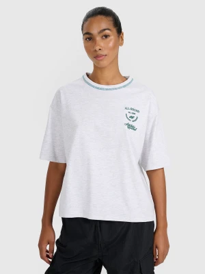 4F T-shirt oversize z nadrukiem damski - szary M