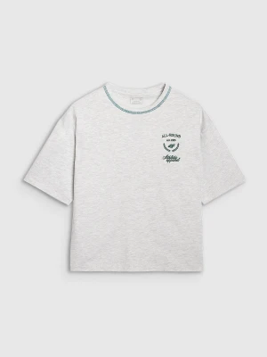 4F T-shirt oversize z nadrukiem damski - szary XL