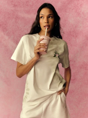 4F T-shirt oversize z nadrukiem damski - zielony M