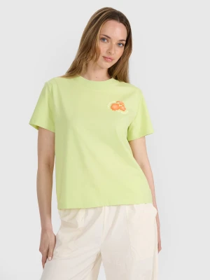 4F T-shirt oversize z nadrukiem damski - żółty L