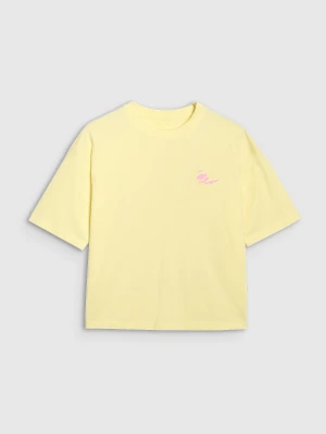 4F T-shirt oversize z nadrukiem damski - żółty M