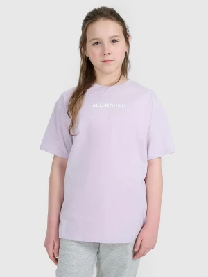 4F T-shirt oversize z nadrukiem dziewczęcy - fioletowy 164 (13-14 lat)