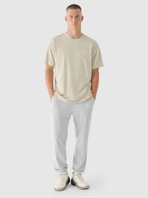 4F T-shirt oversize z nadrukiem męski - beżowy L