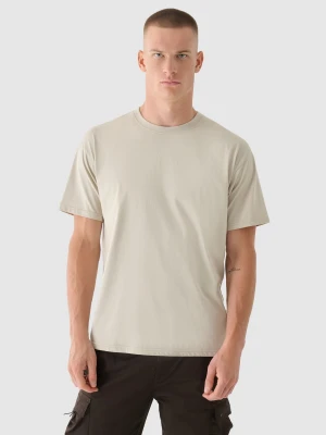 4F T-shirt oversize z nadrukiem męski - beżowy L