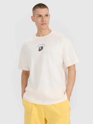 4F T-shirt oversize z nadrukiem męski - białe XL