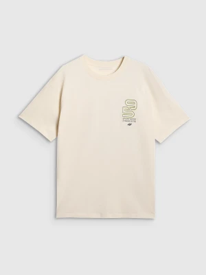 4F T-shirt oversize z nadrukiem męski - biały M