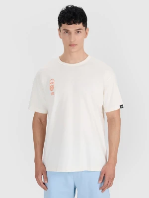 4F T-shirt oversize z nadrukiem męski - biały S