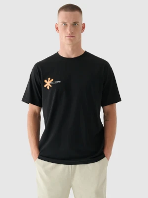 4F T-shirt oversize z nadrukiem męski - czarny M