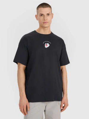 4F T-shirt oversize z nadrukiem męski - czarny XXL