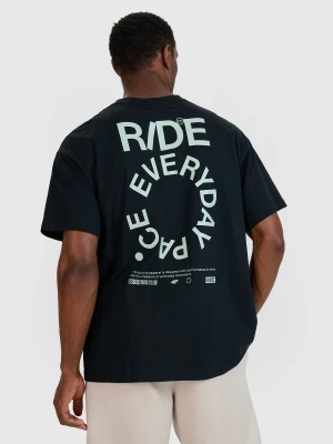 4F T-shirt oversize z nadrukiem męski - czarny L