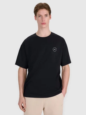 4F T-shirt oversize z nadrukiem męski - czarny S