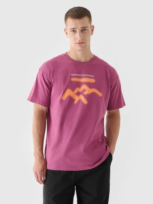 4F T-shirt oversize z nadrukiem męski - czerwony S