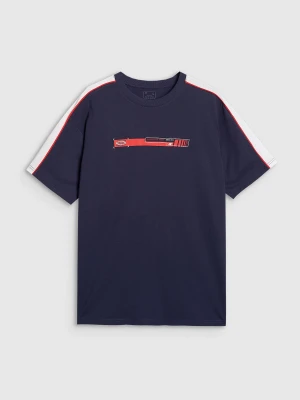 4F T-shirt oversize z nadrukiem męski - granatowy M