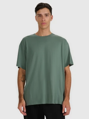 4F T-shirt oversize z nadrukiem męski - oliwkowy/khaki XL