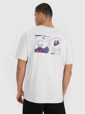 4F T-shirt oversize z nadrukiem męski - szary M
