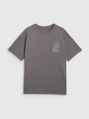 4F T-shirt oversize z nadrukiem męski - szary M
