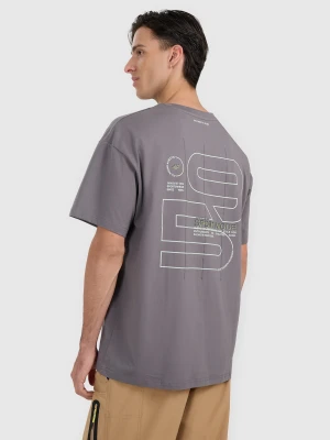 4F T-shirt oversize z nadrukiem męski - szary M