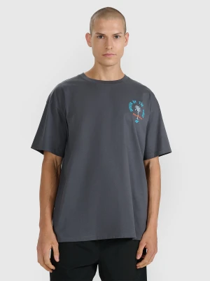 4F T-shirt oversize z nadrukiem męski - szary XL