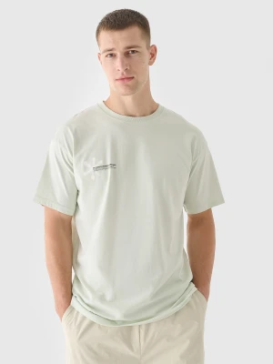 4F T-shirt oversize z nadrukiem męski - turkusowy L