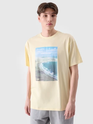 4F T-shirt oversize z nadrukiem męski - żółty XL