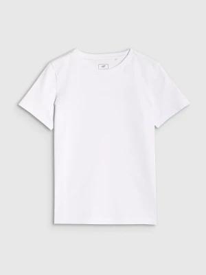 4F T-shirt regular gładki chłopięcy - biały 128 (7-8 lat)