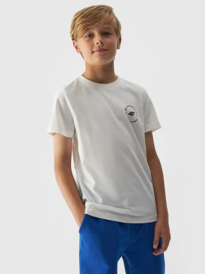 4F T-shirt regular gładki chłopięcy - biały 146 (10-11 lat)