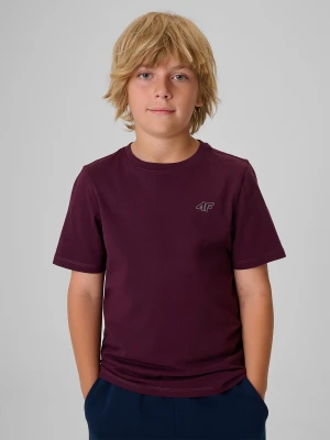 4F T-shirt regular gładki chłopięcy - burgundowy 122 (6-7 lat)
