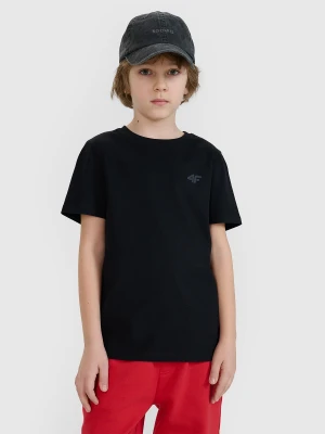 4F T-shirt regular gładki chłopięcy - czarny 122 (6-7 lat)
