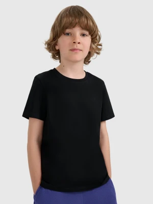 4F T-shirt regular gładki chłopięcy - czarny 140 (9-10 lat)