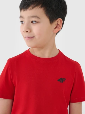 4F T-shirt regular gładki chłopięcy - czerwony 140 (9-10 lat)