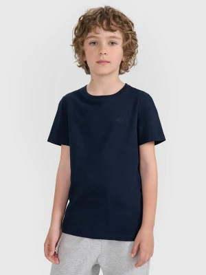 4F T-shirt regular gładki chłopięcy - granatowy 134 (8-9 lat)