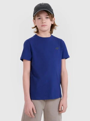 4F T-shirt regular gładki chłopięcy - niebieski 140 (9-10 lat)