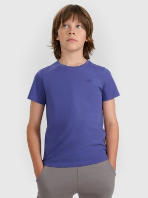 4F T-shirt regular gładki chłopięcy - niebieski 128 (7-8 lat)