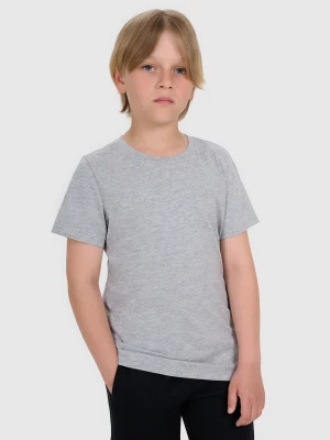 4F T-shirt regular gładki chłopięcy - szary 128 (7-8 lat)