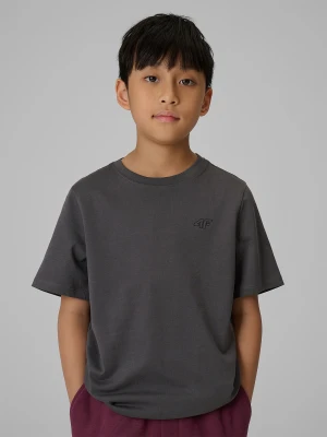 4F T-shirt regular gładki chłopięcy - szary 164 (13-14 lat)