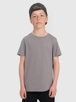 4F T-shirt regular gładki chłopięcy - szary 146 (10-11 lat)