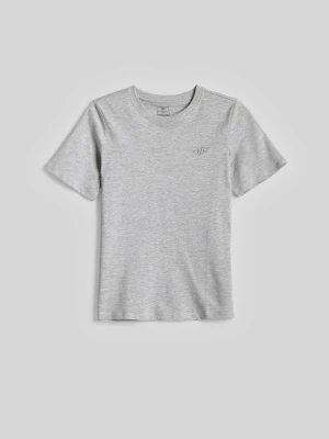 4F T-shirt regular gładki chłopięcy - szary 128 (7-8 lat)