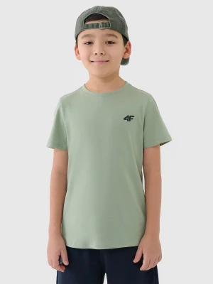 4F T-shirt regular gładki chłopięcy - turkusowy 122 (6-7 lat)
