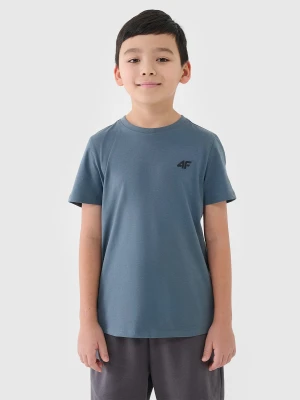 4F T-shirt regular gładki chłopięcy - turkusowy 140 (9-10 lat)