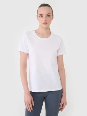 4F T-shirt regular gładki damski - biały S