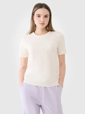 4F T-shirt regular gładki damski - biały L