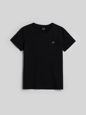 4F T-shirt regular gładki damski - czarny S