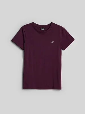 4F T-shirt regular gładki damski - fioletowy M