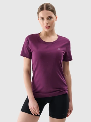 4F T-shirt regular gładki damski - fioletowy S