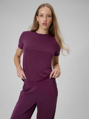 4F T-shirt regular gładki damski - fioletowy M